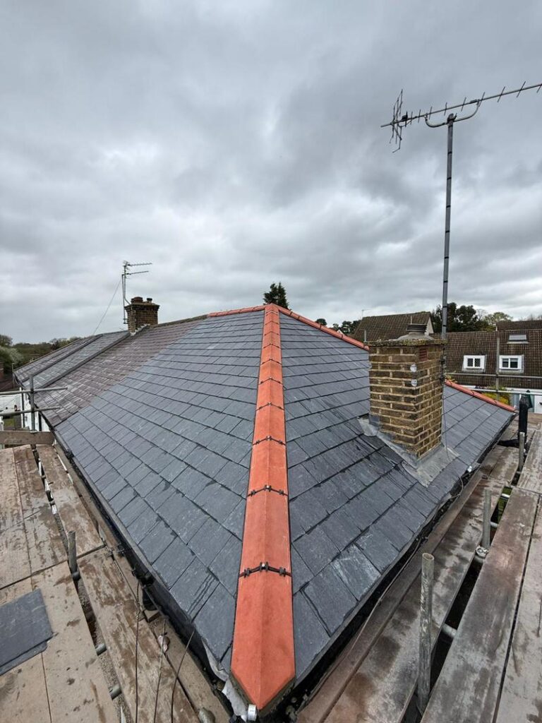 new slate roof dry ridge sysetm new battens 3