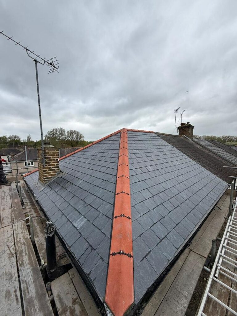 new slate roof dry ridge sysetm new battens 4